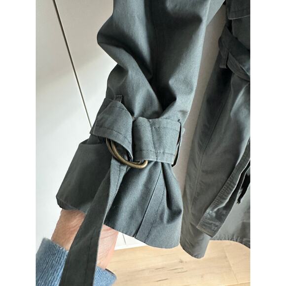 Vintage Womens Trench Coat Size 8  Grey Lined Classic Style Midi Classic - Picture 6 of 16